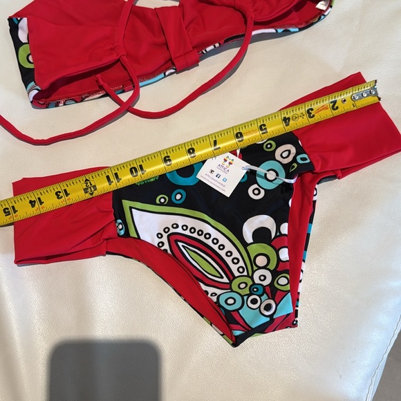 Women size small custom made red and black bikini paisley print top and bottom - Picture 8 of 9